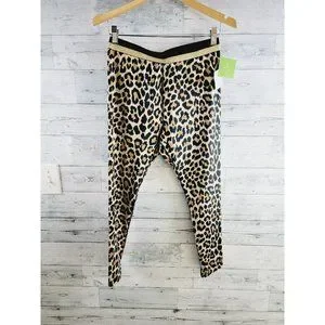 kate spade Pants Jumpsuits Nwt Kate Spade Dashing Beauty Leopard Leggings Bling Gold Waist Band Size Large Poshmark